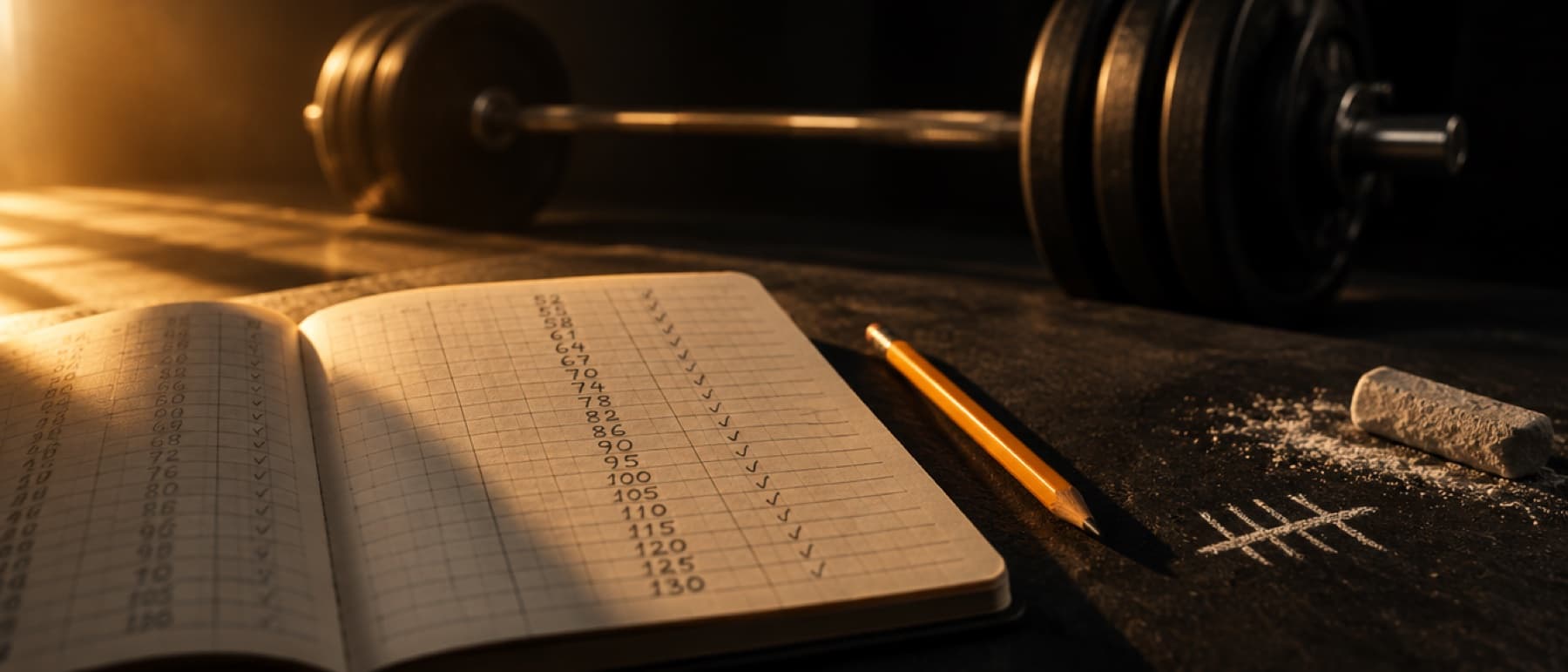 Un registro di allenamento con i carichi che crescono mese dopo mese